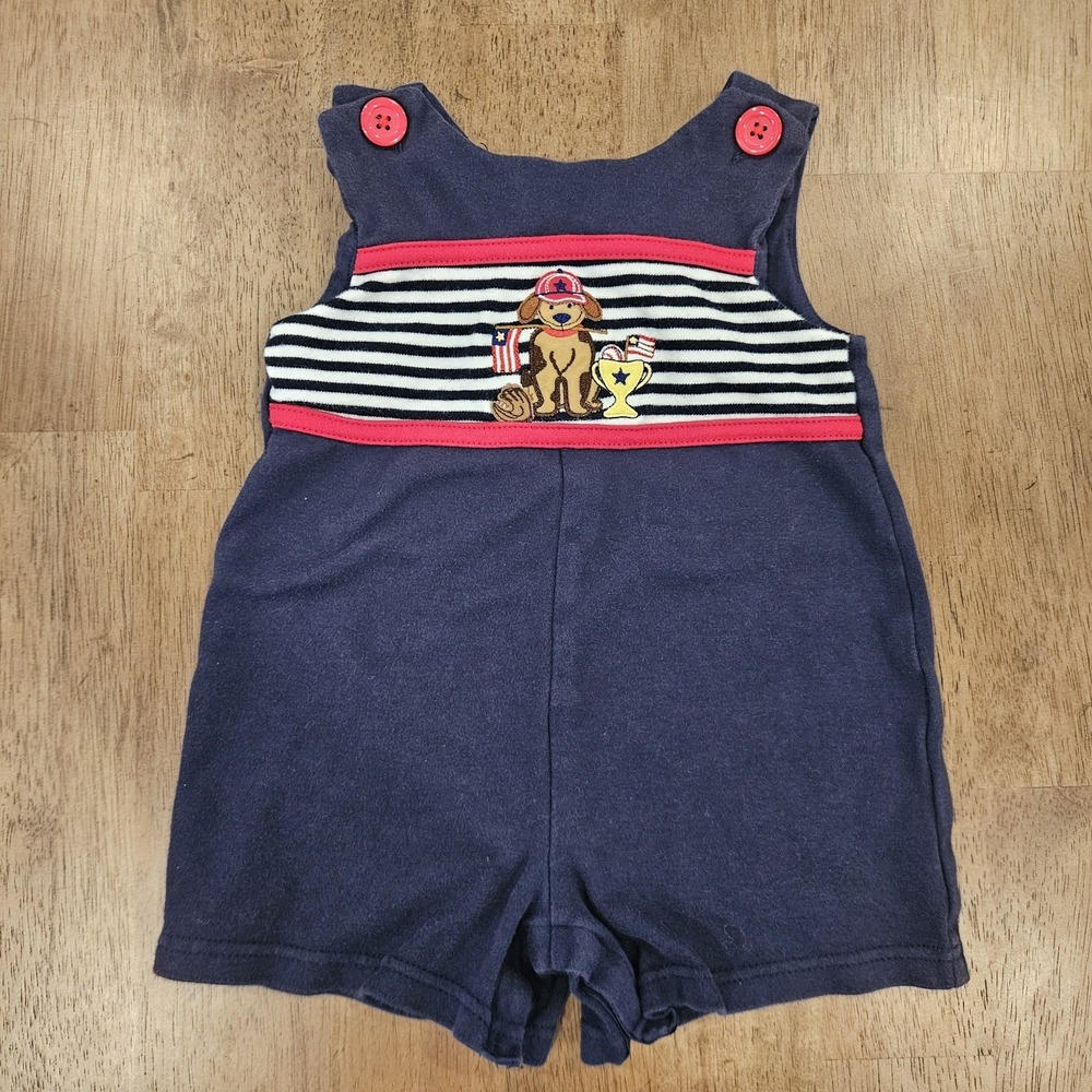 GOODLAD 4th of July Romper size 18 Months Baby Boy Puppy Baseball Patriotic USA